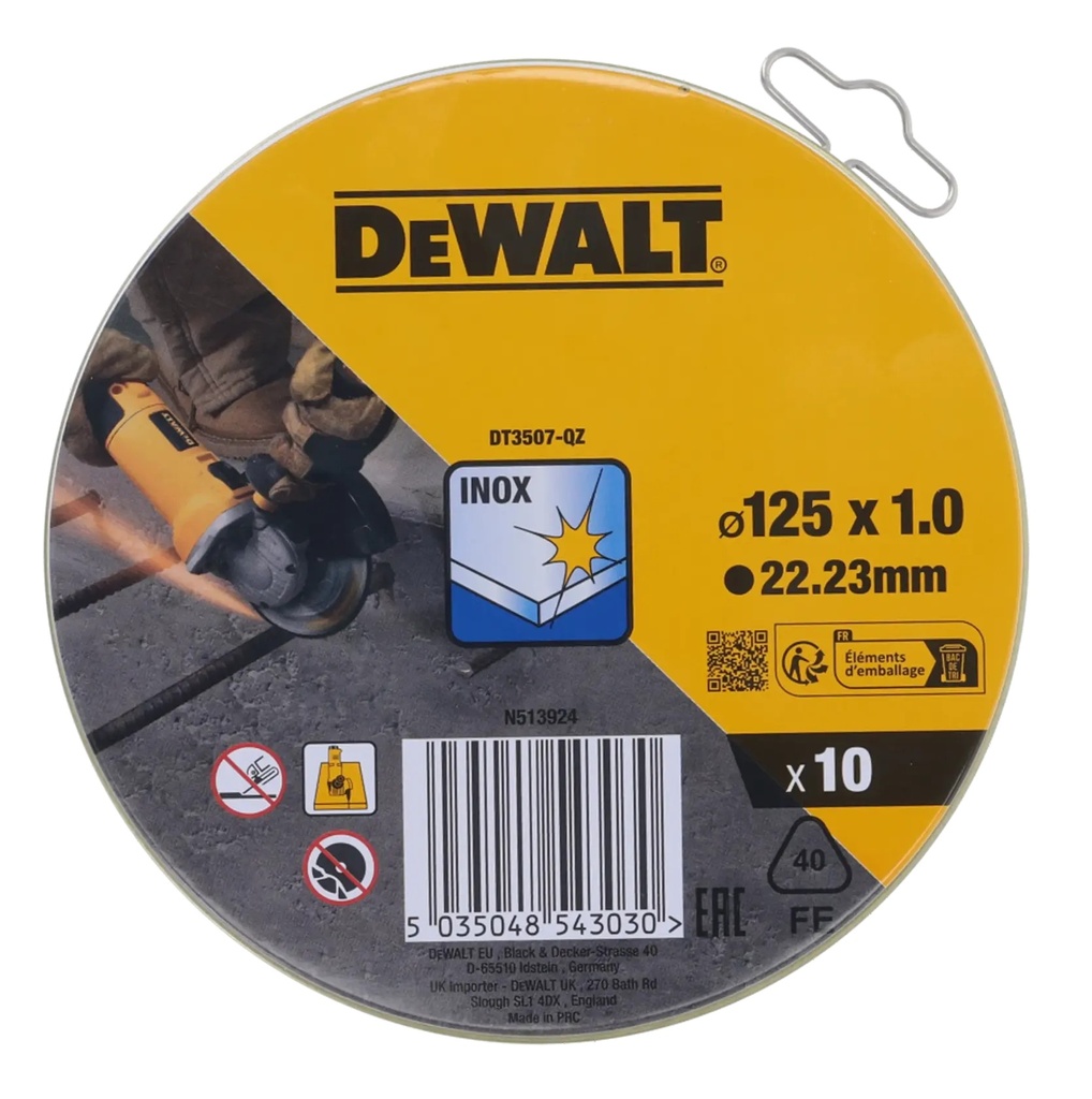 DEWALT Cutting Disc, 125 mm x 1 mm, 10 Tin Display, DT3507-QZ