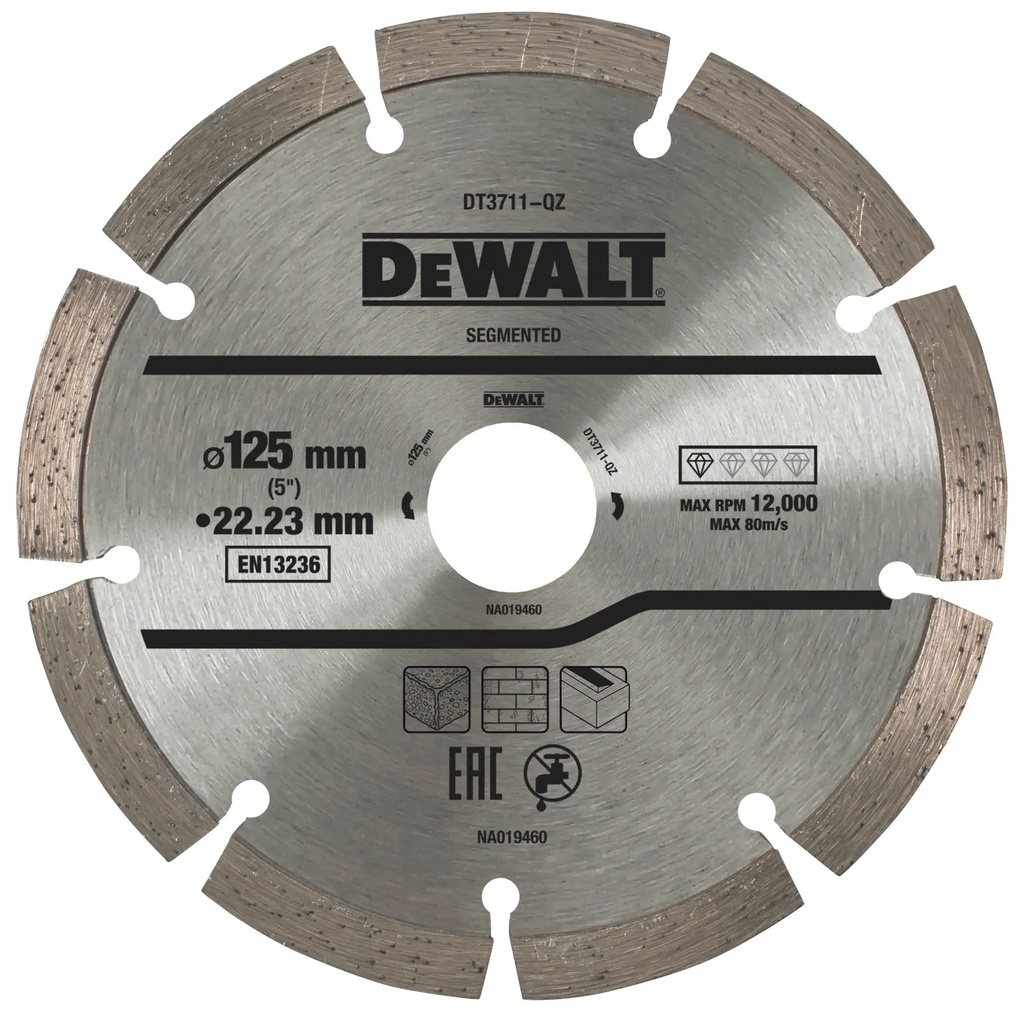 DEWALT Segmented All Purpose Diamond Wheel, 125mm x 22.23mm, DT3711-QZ
