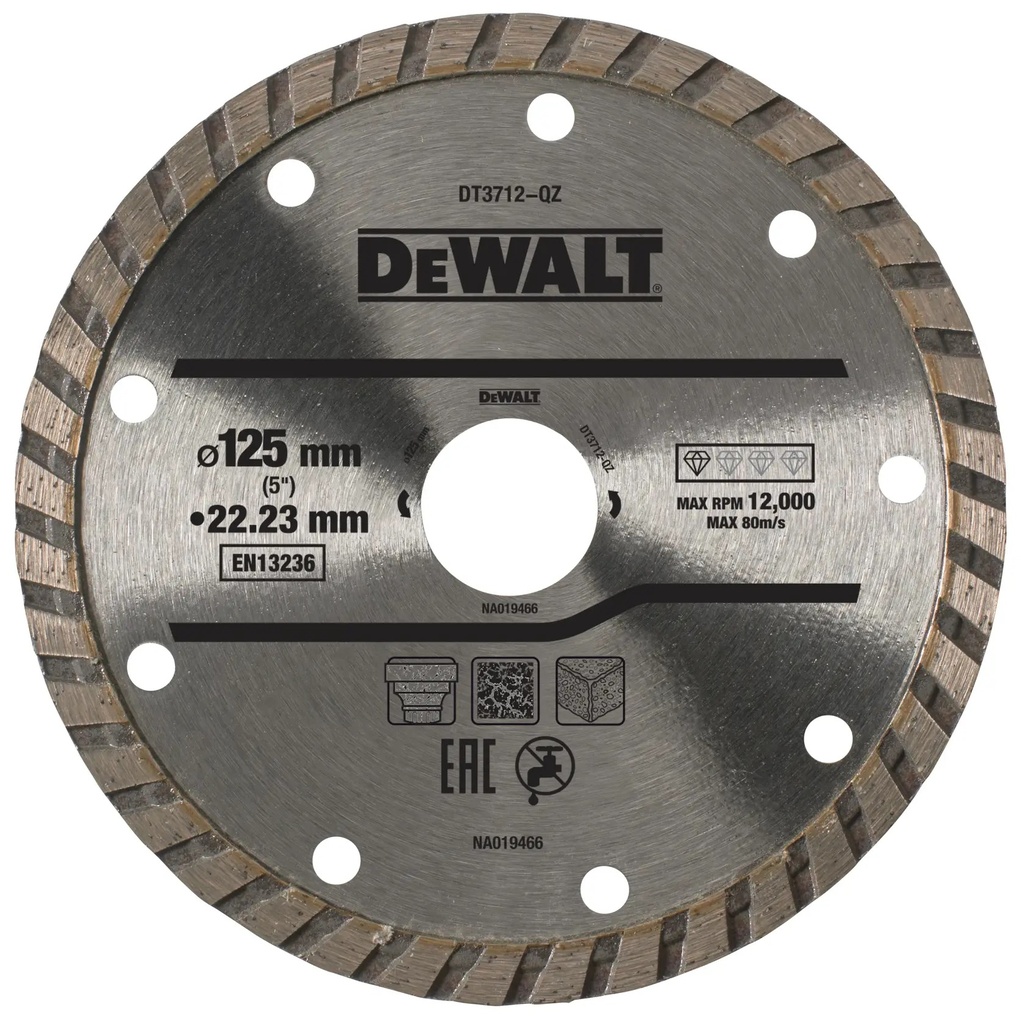 DEWALT High Performance Diamond Cutting Disc Turbo, 125mm x 22.23mm, DT3712-QZ