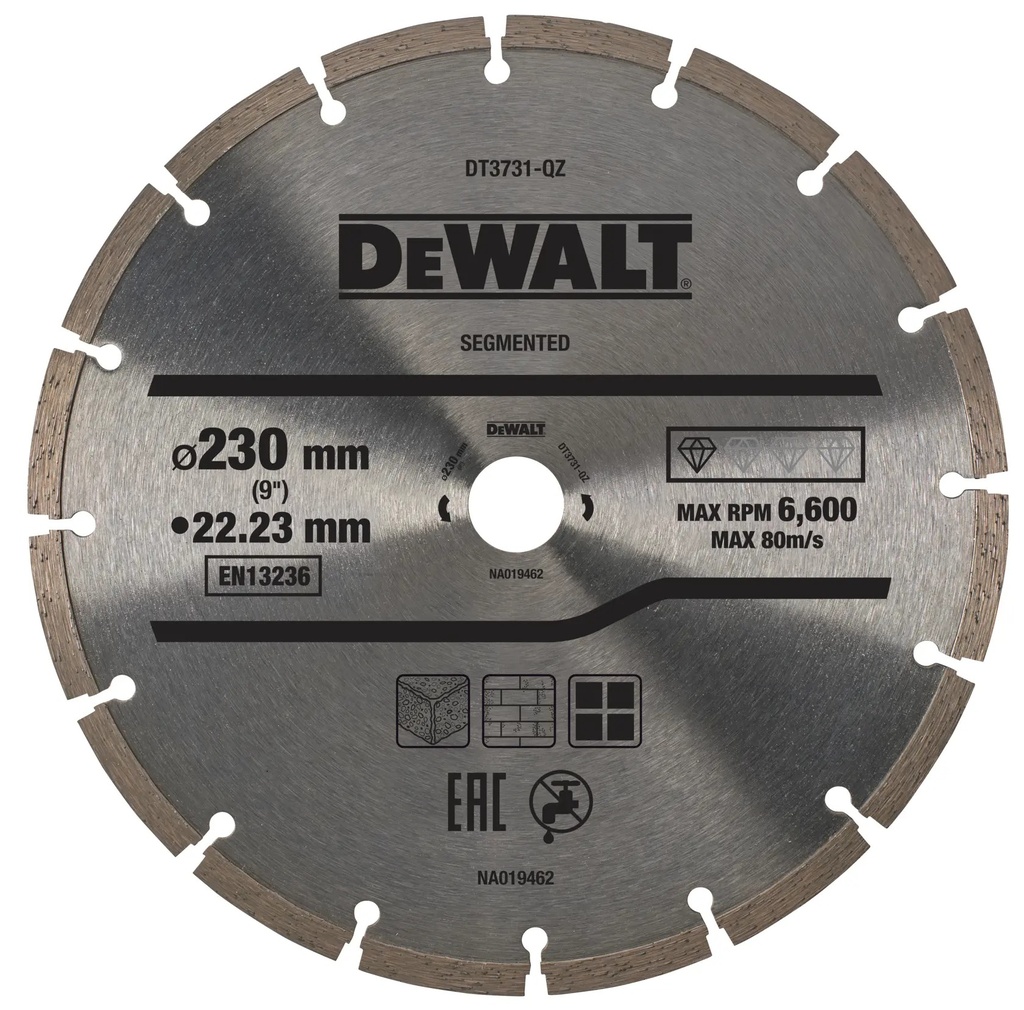 DEWALT Segmented All Purpose Diamond Wheel, 230mm x 22.23mm, DT3731-QZ