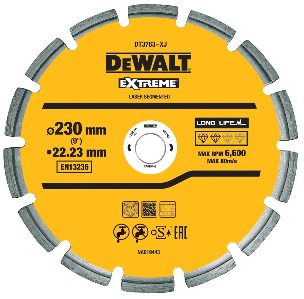 DEWALT Diamond Cutting Disc, 230 mm, 2.8 mm, DT3763-XJ