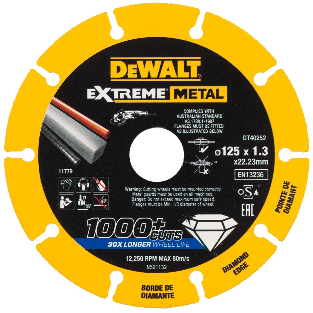 DEWALT Extreme Diamond Disc, 125 x 22.23 x 1.3mm, DT40252-QZ