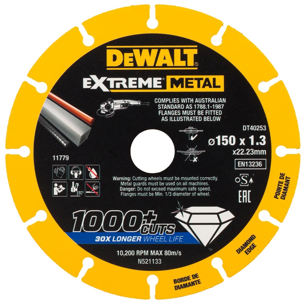 DEWALT Extreme Diamond Disc, 150 x 22.23 x 1.3 mm, DT40253-QZ