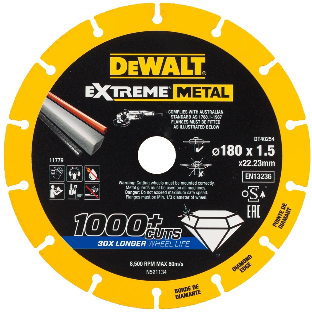 DEWALT Extreme Diamond Disc, 180 x 22.23 x 1.5mm, DT40254-QZ