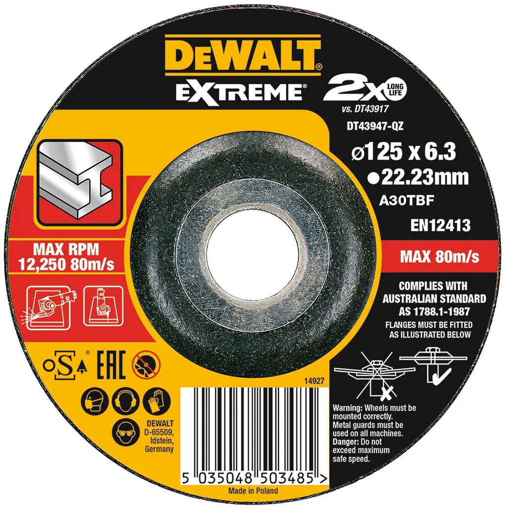 DEWALT Standard Cutting/Grinding Disc, 125 mm, DT42680Z-QZ