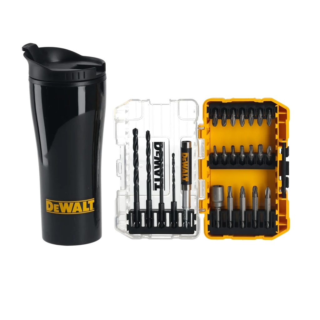 DEWALT Set de masini de gaurit cu cana, cutie mica si rezistenta, 25 de piese, DT70706M-QZ