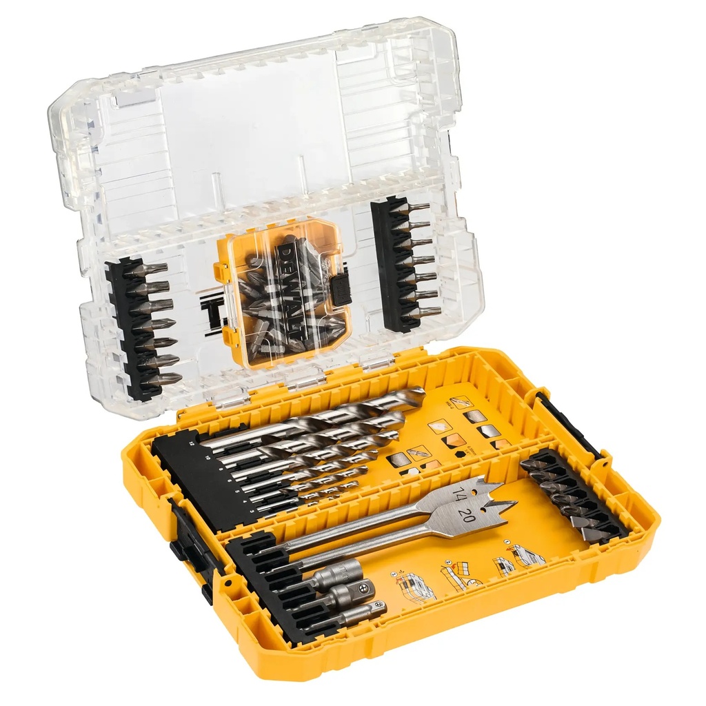 DEWALT Set de burghie pentru metal si lemn, 55 de piese, DT70757-QZ
