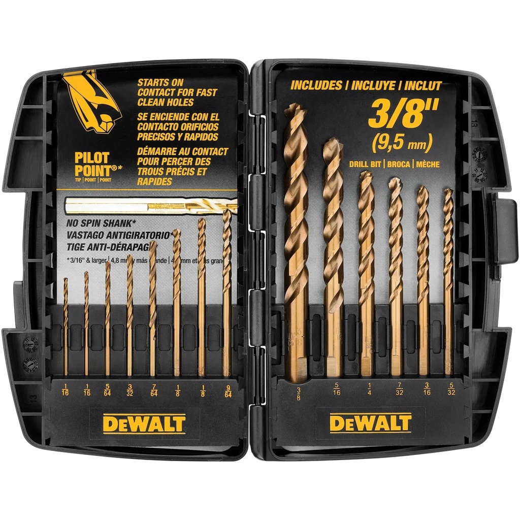 DEWALT 14 Pc. Cobalt Pilot Point¬Æ Drill Bit Set up to 3/8"