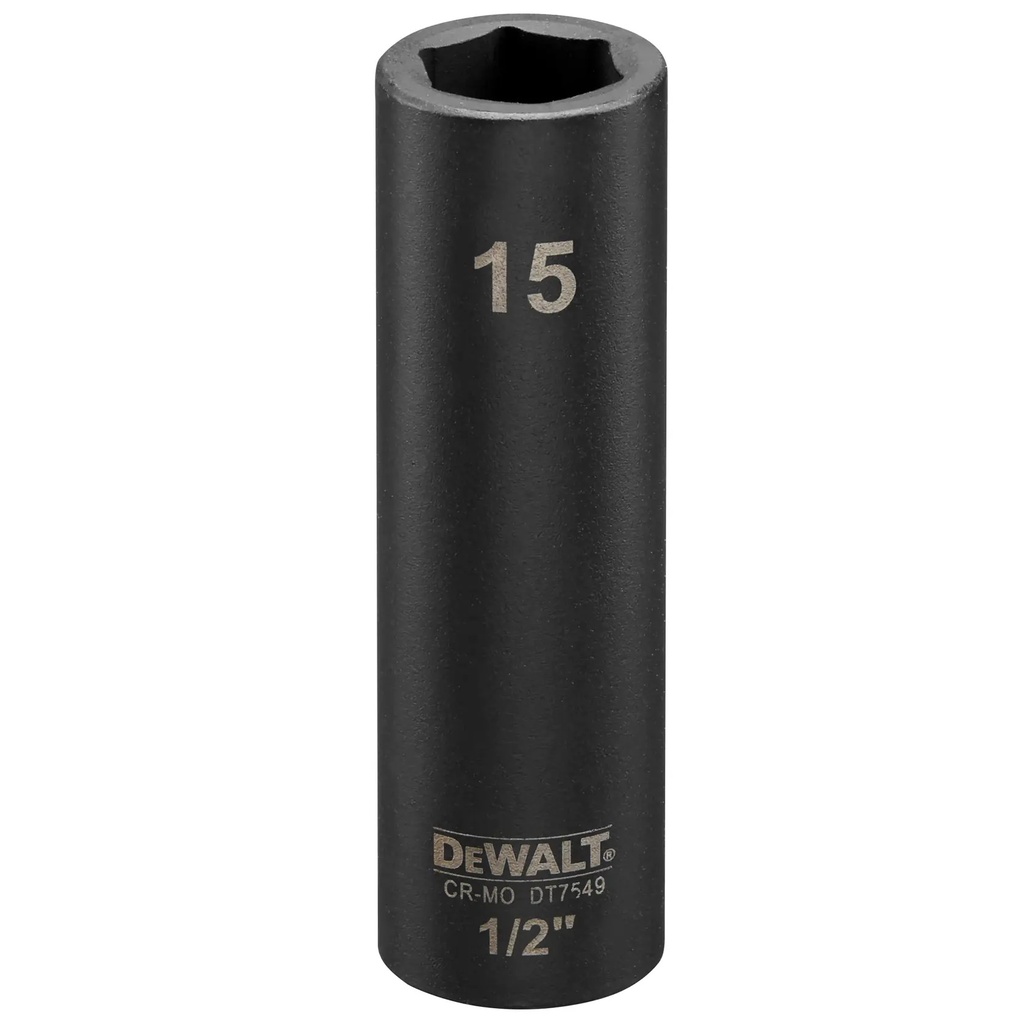 DEWALT 1/2 in. Impact Socket, Deep, 15mm, DT7549-QZ