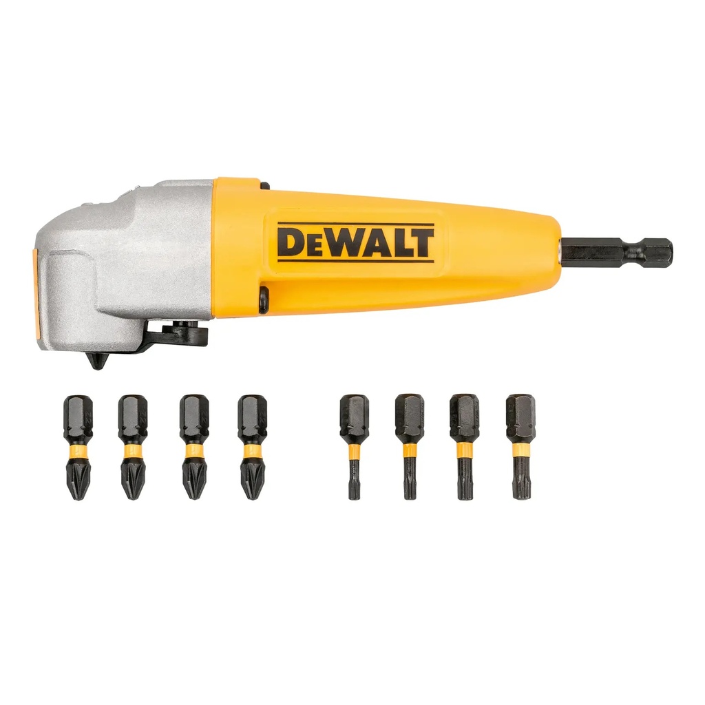 DEWALT Right Angle Attachment Set with Screwdriver Bits, 9 x, 90∞, 10 Piece, 25mm, DT70619T-QZ