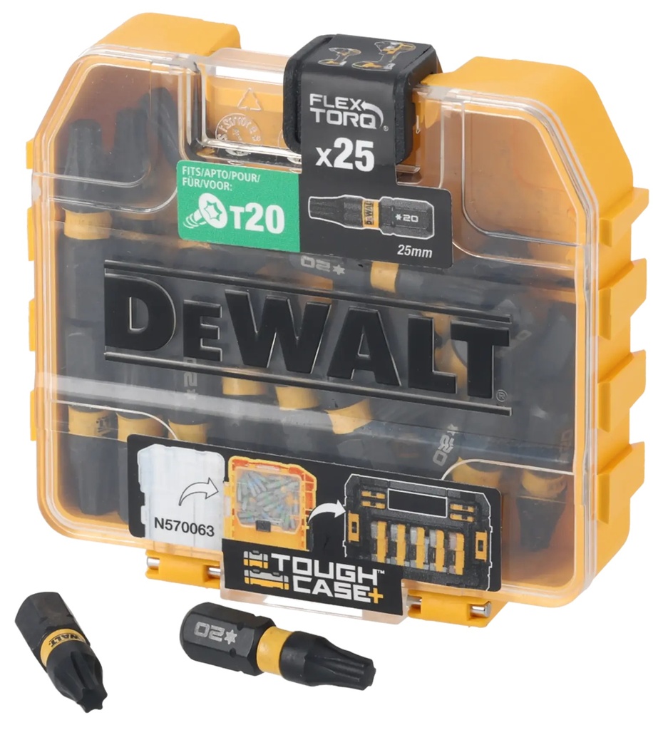 DEWALT Extreme FLEXTORQ 25pc Set T20 in Small Bulk Storage Case, 25mm, DT70557T-QZ