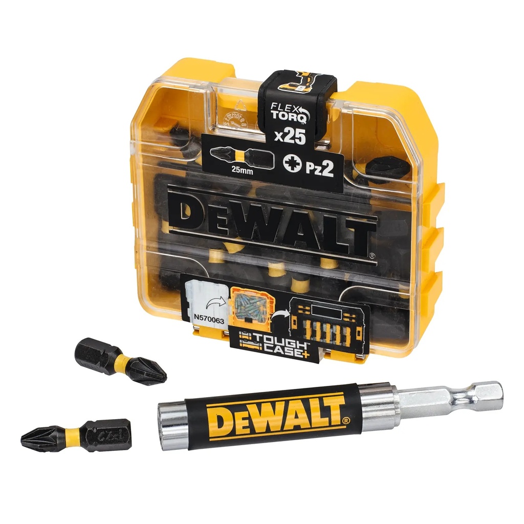 DEWALT EXTREME FLEXTORQ Set PZ2 in Small Bulk Storage Case, 25 mm, 25 pc, DT70621T-QZ