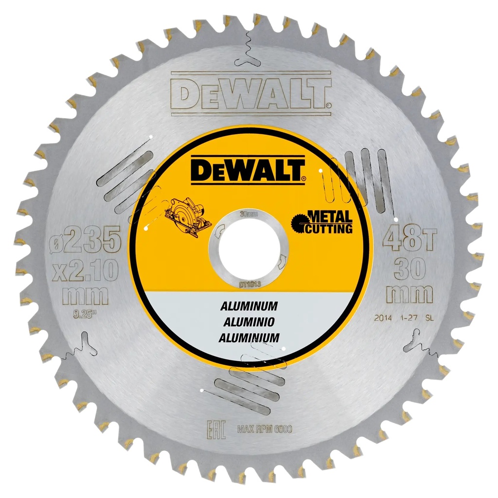 DEWALT Lama de ferastrau circular pentru taierea aluminiului, 235 mm, 48 dinti, DT1913-QZ
