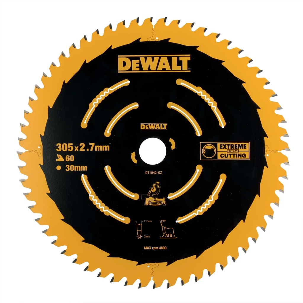 DEWALT Extreme 2™ Lama de ferastrau circular fixa ​​ (alezaj 30 mm), 305 mm, 60 dente, DT1042-QZ