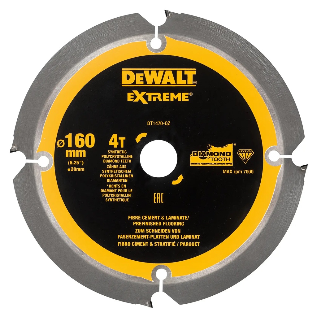 DEWALT Extreme PCD Lama de ferastrau circular multimaterial, 160 mm x 20 mm, 4 dinti, DT1470-QZ