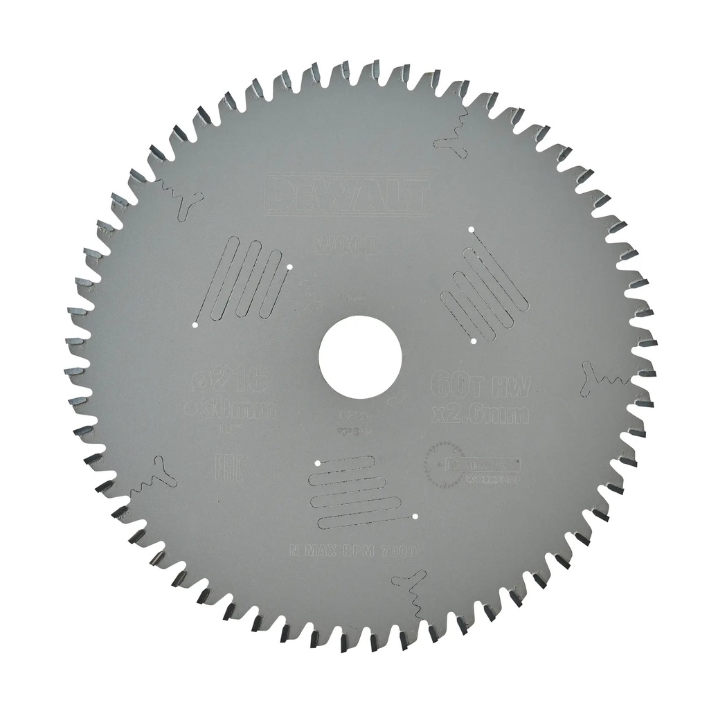DEWALT Extreme Workshop Circular Saw Blade, 216mm x 30mm, 60T, DT4350-QZ