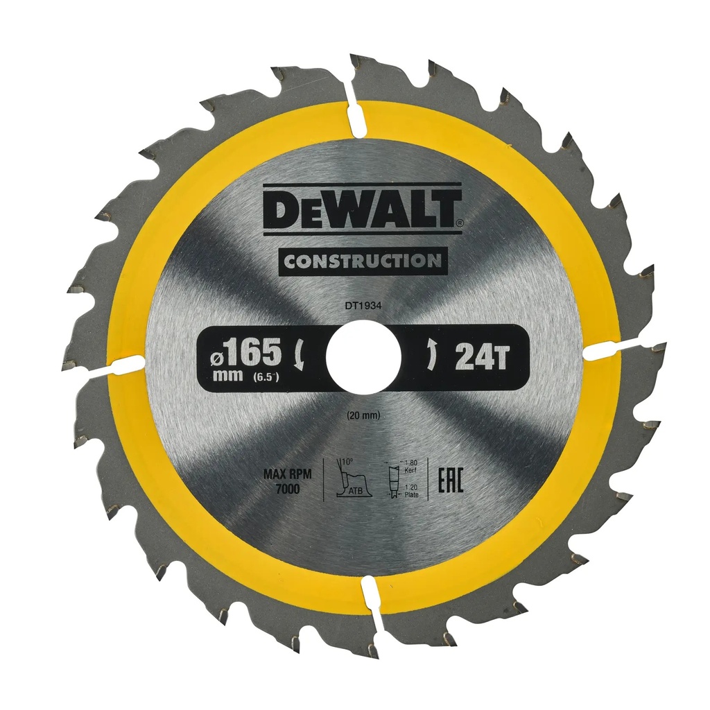 DEWALT Lama de ferastrau circular, 165 mm x 20 mm, 24 dinti, DT1934-QZ
