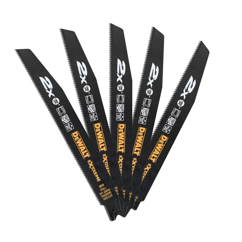 DEWALT Extreme 10TPI General Purpose BI-Metal Reciprocating Blade, 28mm, 5 Pack, DT2308L-QZ