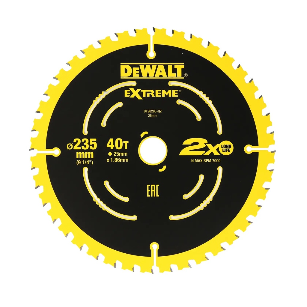 DEWALT Extreme 2X Life Circular Saw Blade (16/25 mm), 235mm, 40T, DT90285-QZ