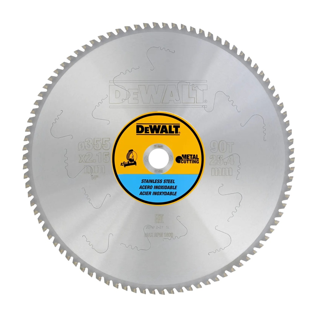 DEWALT Stainless Steel Cutting Circular Saw Blade, 355mm, 90T, DT1922-QZ