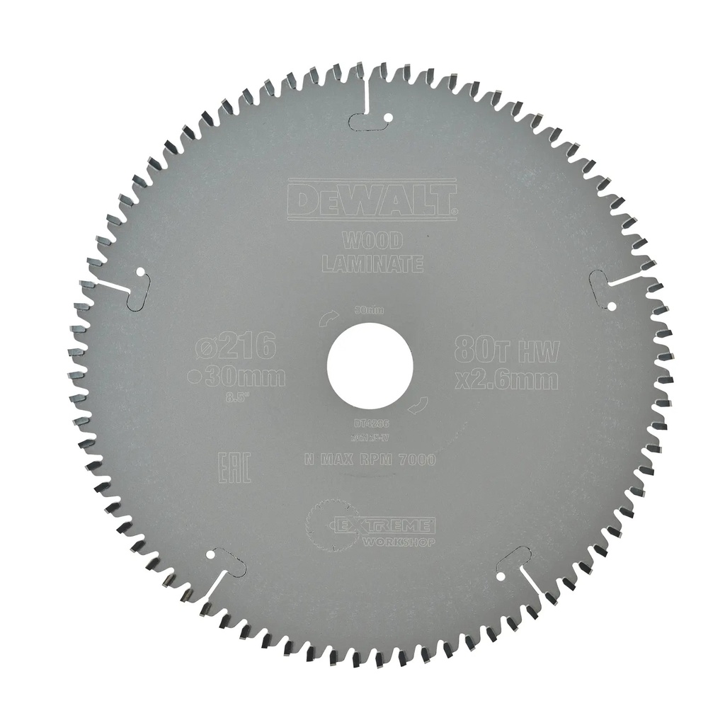DEWALT Extreme Workshop Circular Saw Blade, 216mm X 30mm, 80T, DT4286-QZ