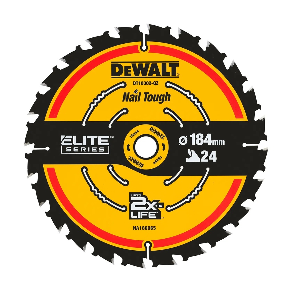 DEWALT Extreme Circular Saw Blade, 16mm Bore, 184mm, 24T, DT10302-QZ
