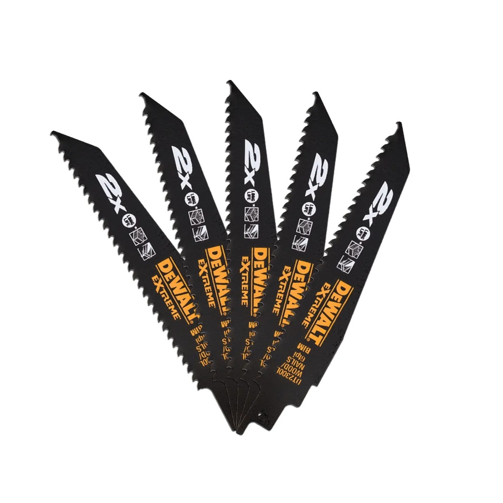 DEWALT Extreme 6 TPI (lemn demolat + cuie) Lama alternativa bi-metalica, 152 mm, pachet de 5, DT2300L-QZ