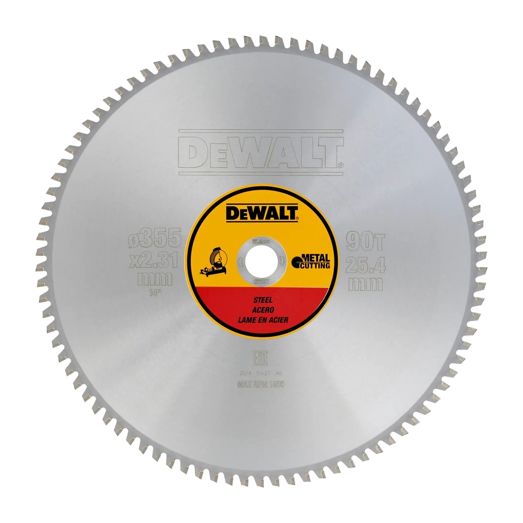 DEWALT Steel Circular Saw Blade (Metal), 355mm x 25.4mm, 90T, DT1927-QZ