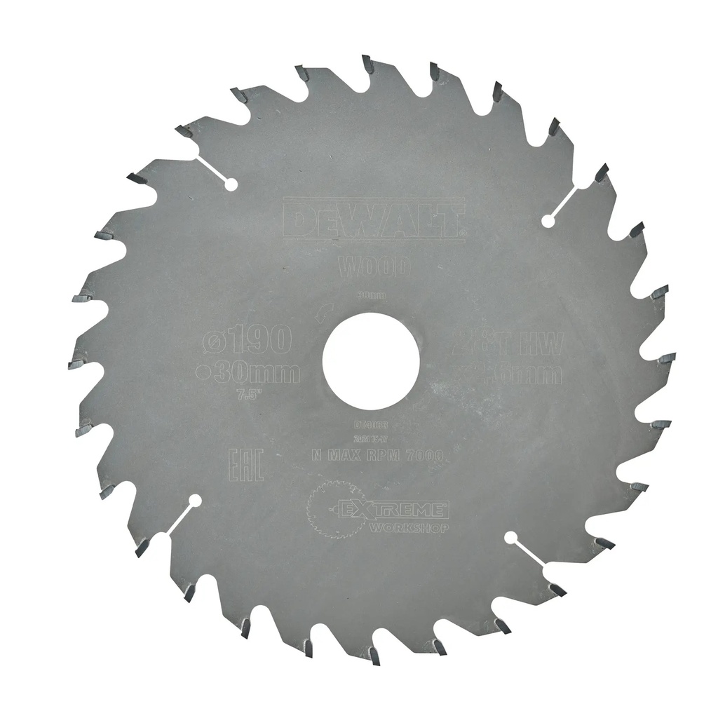 DEWALT Extreme Workshop Circular Saw Blade, 190mm x 30mm, 28T, DT4033-QZ