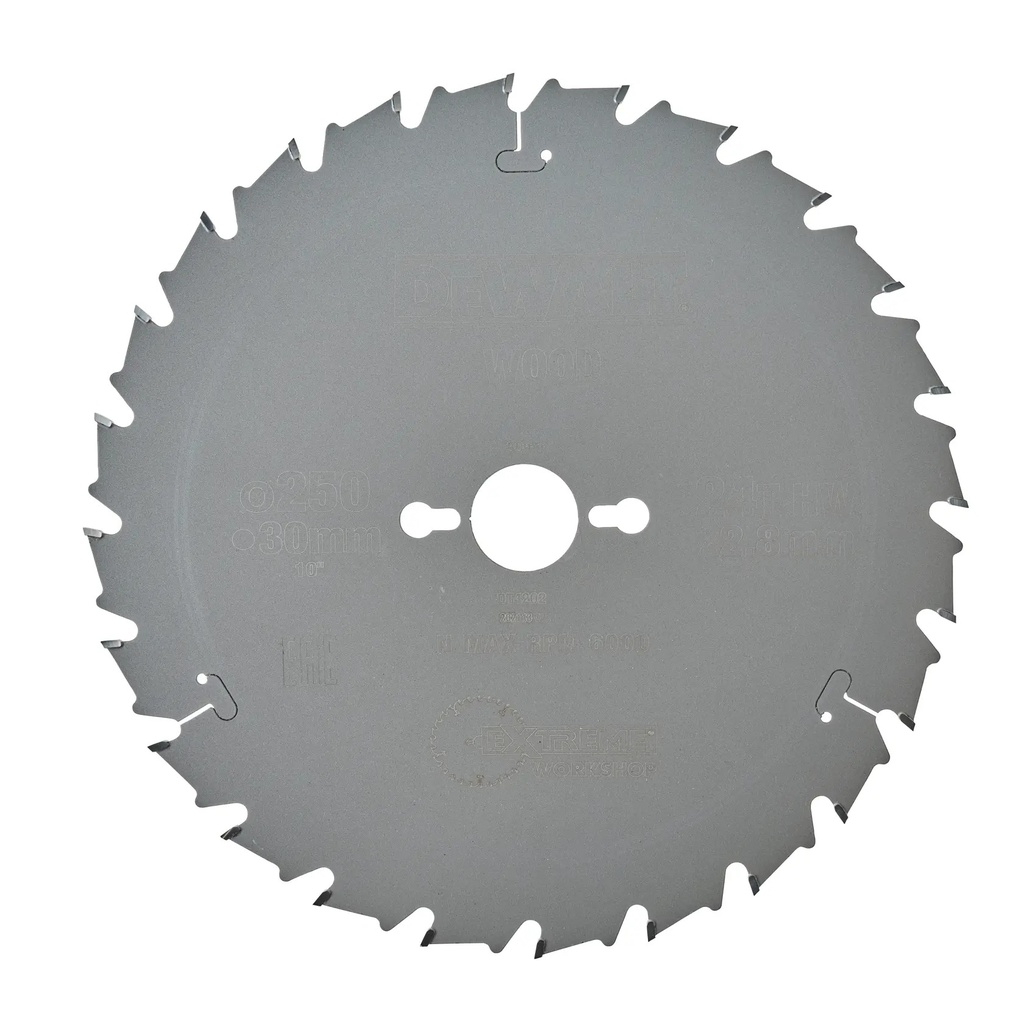 DEWALT Extreme Workshop Circular Saw Blade, 250mm X 30mm, 24T, DT4202-QZ