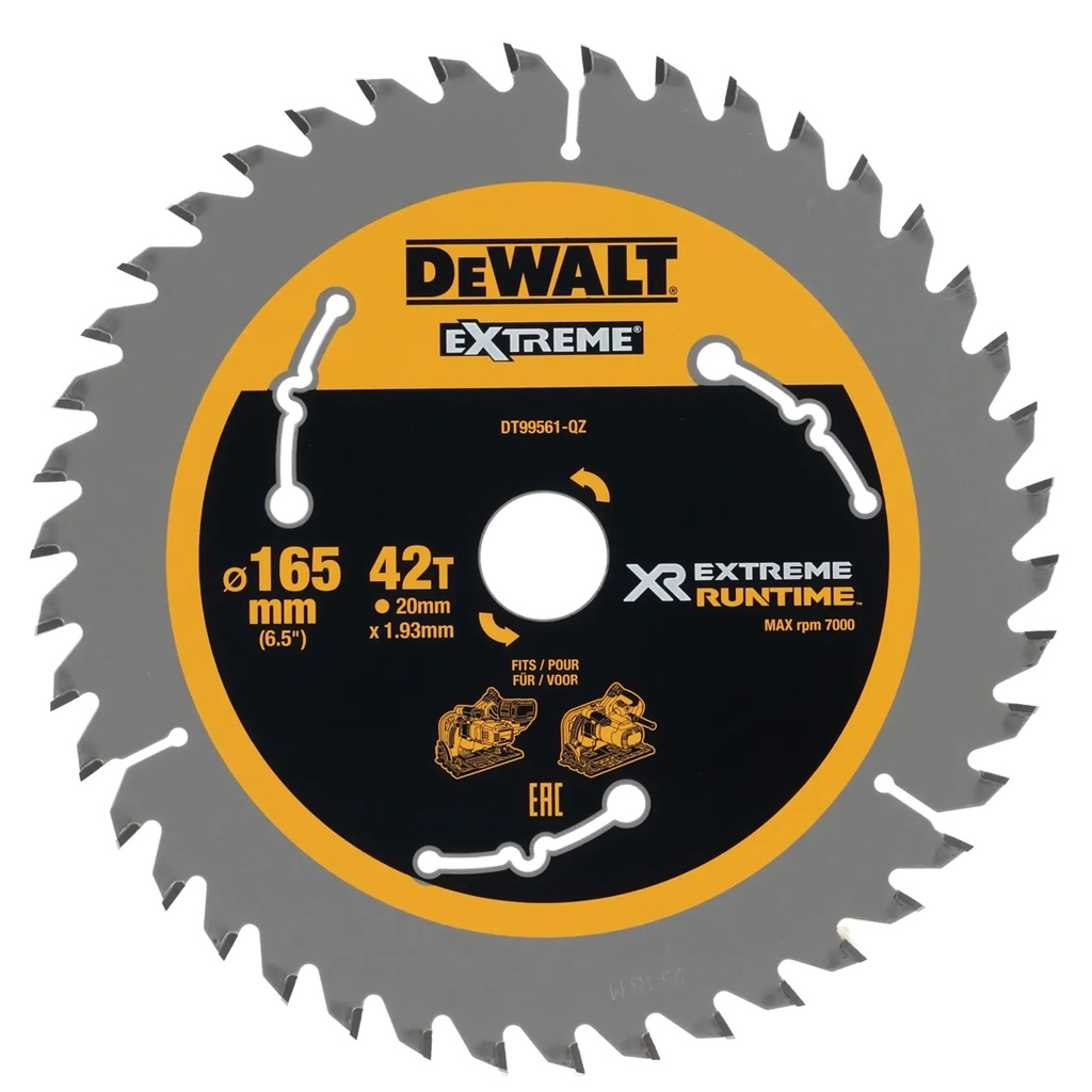 DEWALT Extreme Lama de ferastrau circular Runtime, 165 mm x 20 mm, 42 dinti, DT99561-QZ