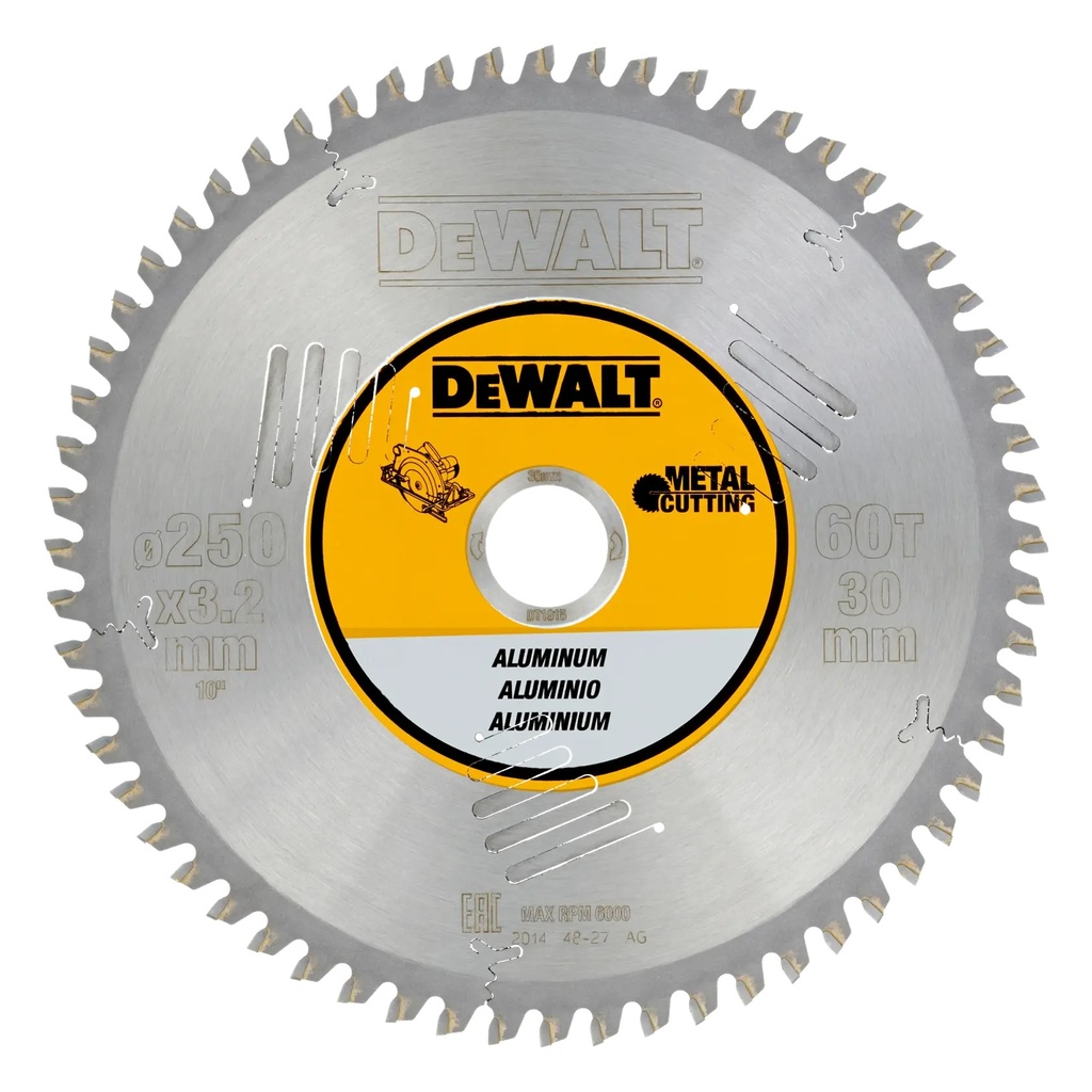 DEWALT Aluminium Cutting Circular Saw Blade, 250mm, 60T, DT1915-QZ
