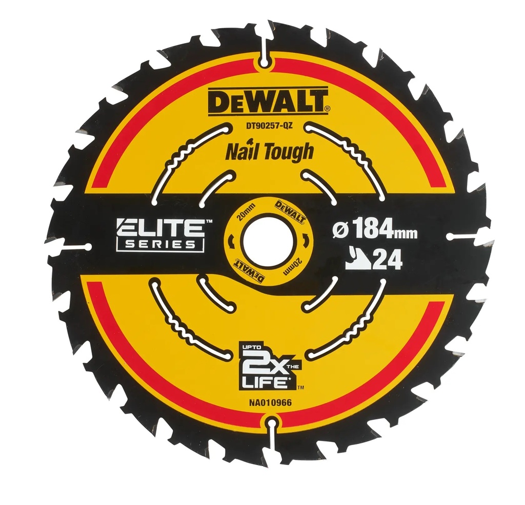 DEWALT Extreme 2X Life Circular Saw Blade (16/20 mm), 184mm, 24T, DT90257-QZ