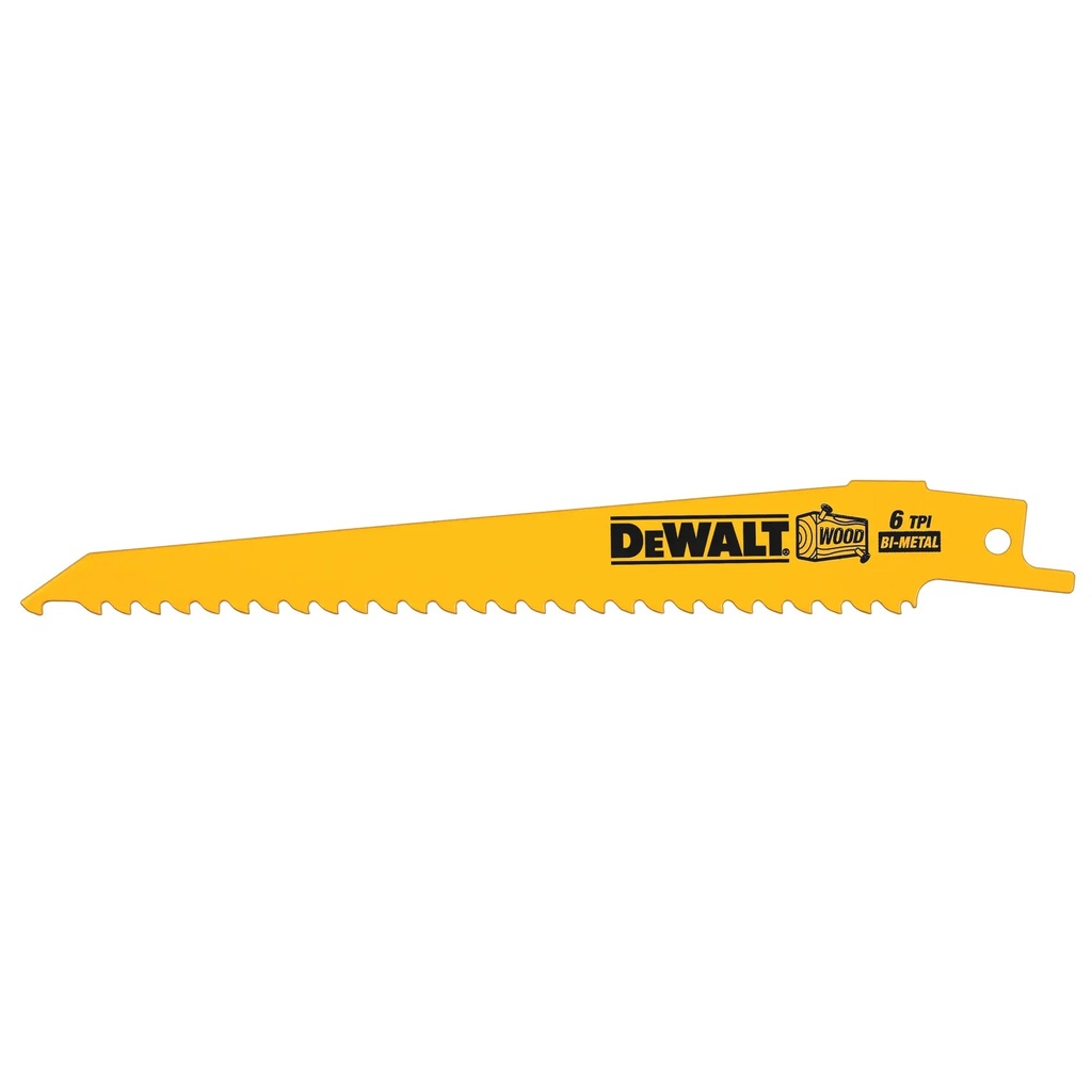 DEWALT 6 TPI (Wood) BI-Metal Reciprocating Blade, 152mm, 5 Pack, DT2359-QZ