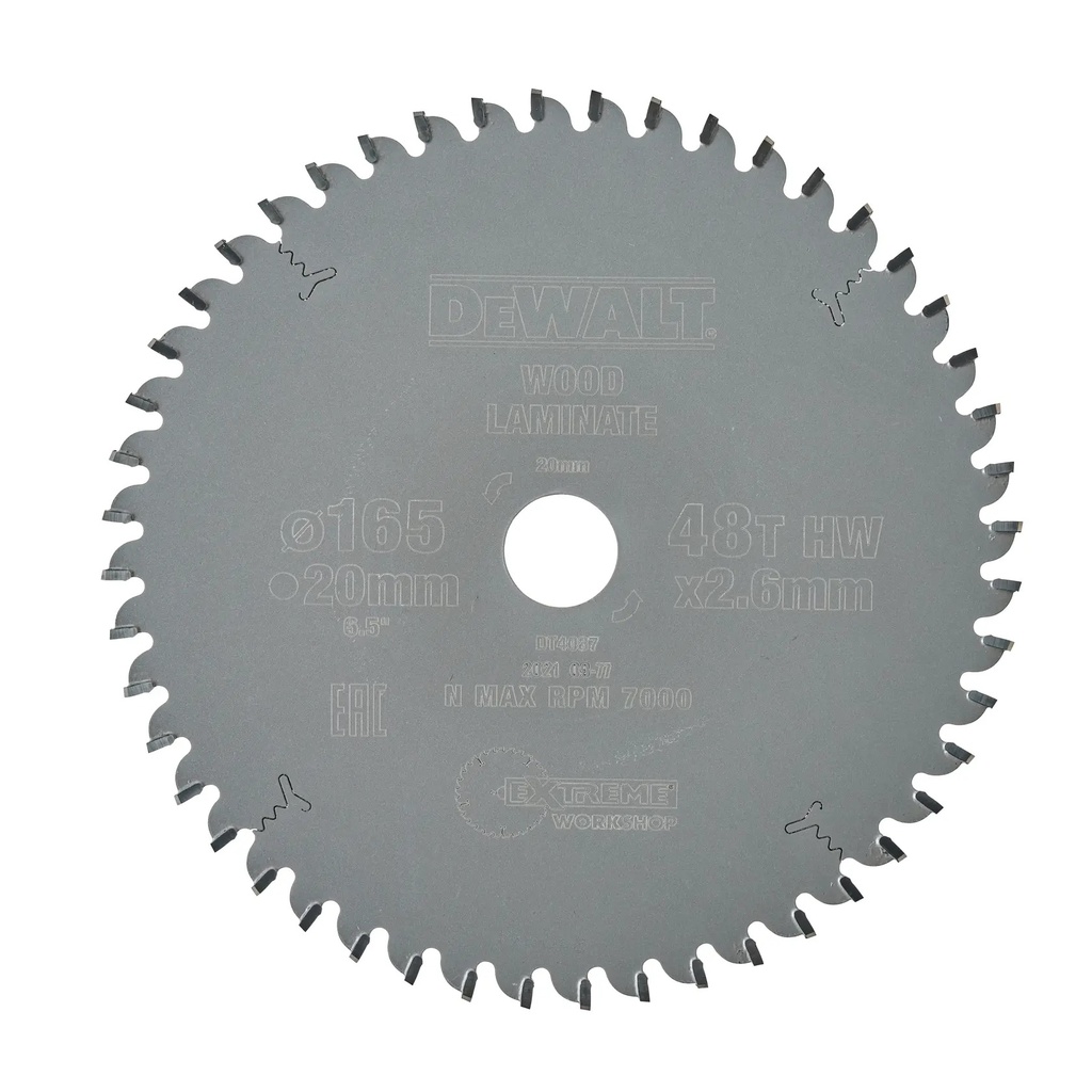 DEWALT Extreme Lama de ferastrau circular pentru atelier, diametru arbore - 20 mm, 165 mm, 48 dinti, DT4087-QZ