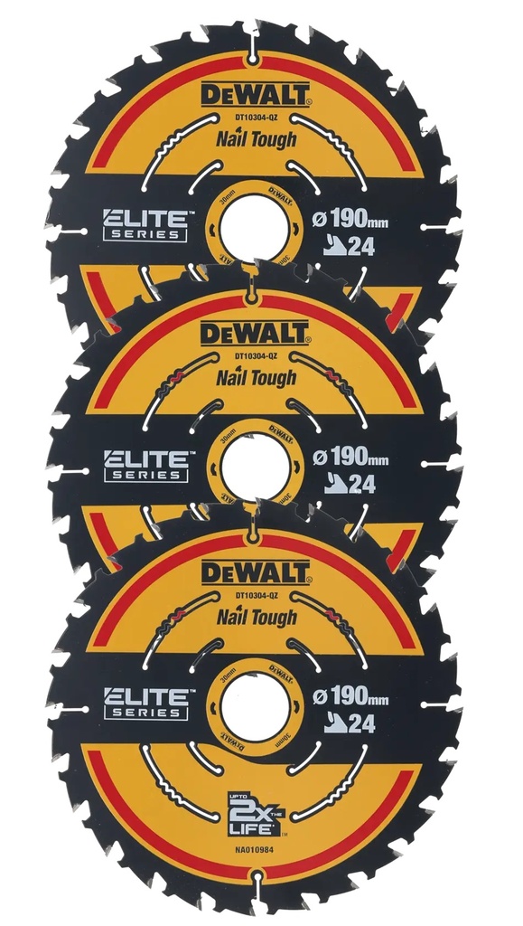 DEWALT Elite 3 x 190 24t Circular Saw Blade, 3 Pack, DT10399-QZ