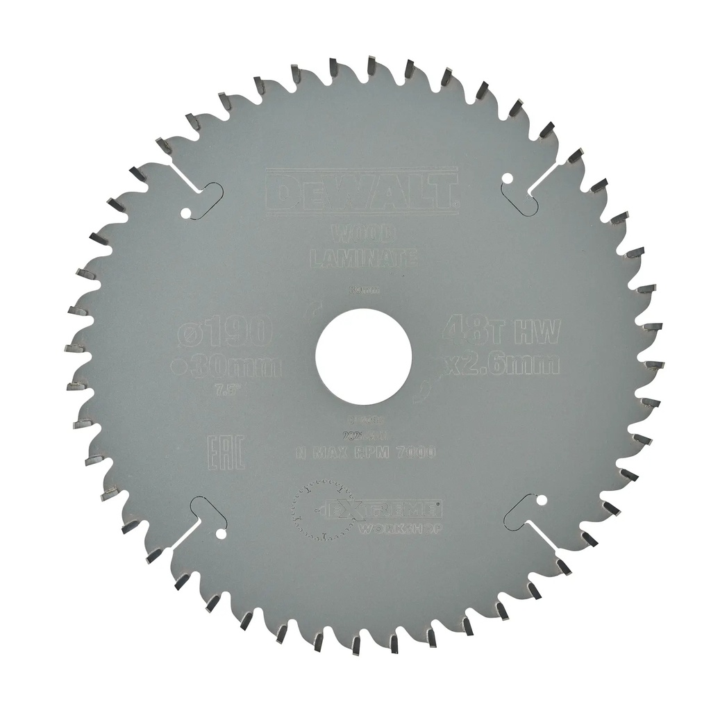 DEWALT Extreme Workshop Circular Saw Blade, 190mm x 30mm, 48T, DT4094-QZ