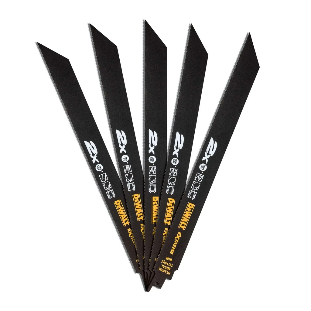 DEWALT Extreme Long Life 14 TPI Metal Reciprocating Blade, 305mm, 5 Pack, DT2409L-QZ