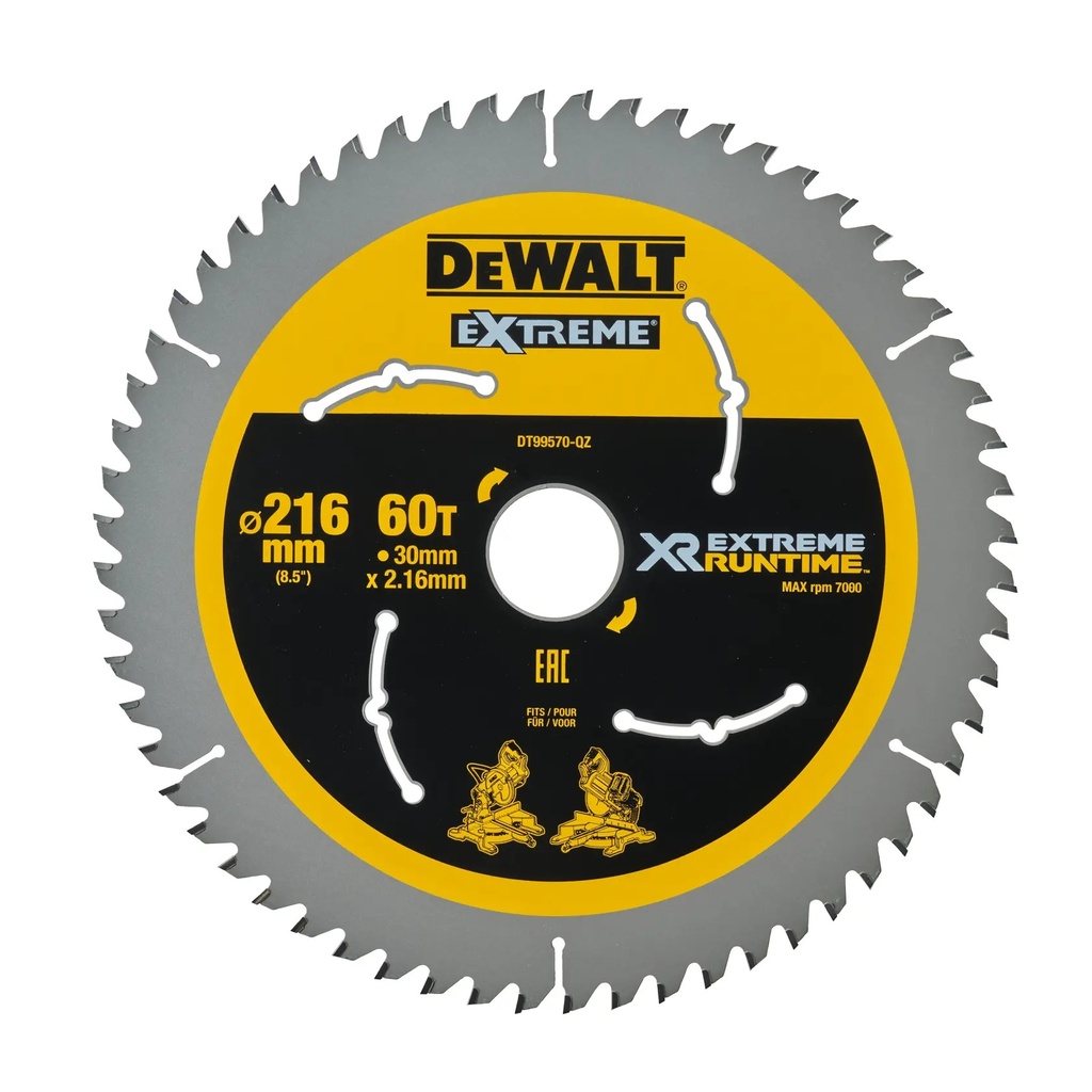 DEWALT Extreme Runtime Circular Saw Blade, 216mm x 30mm, 60T, DT99570-QZ