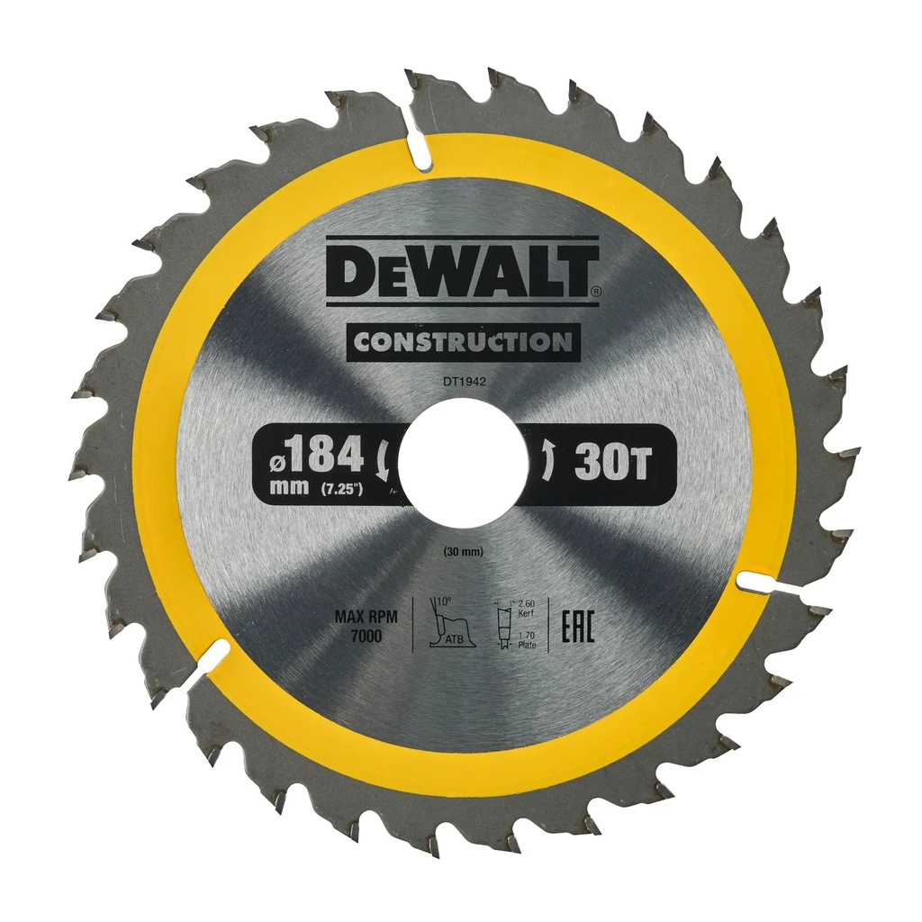 DEWALT Circular Saw Blade, 184mm x 30mm, 30T, DT1942-QZ