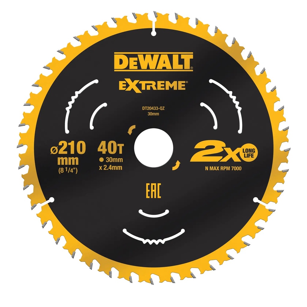 DEWALT Extreme Fierastrau circular, 210 mm x 30 mm, 40 dinti, DT20433-QZ