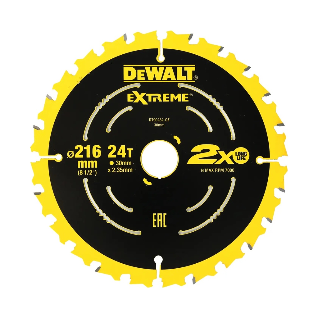 DEWALT Extreme 2™ Life Circular Saw Blade (16/25/30mm), 216mm, 24T, DT90282-QZ
