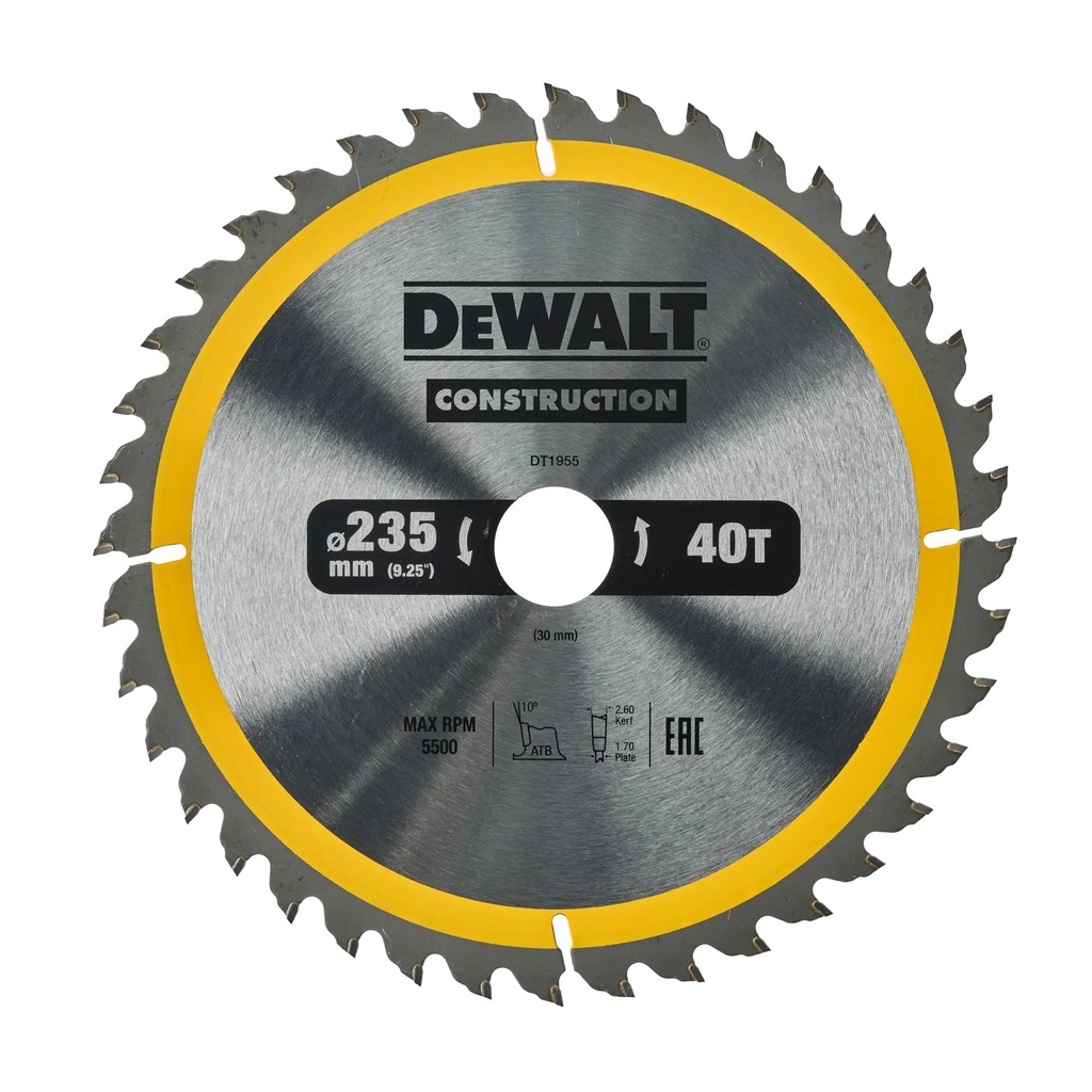 DEWALT Circular Saw Blade, 235mm x 30mm, 40T, DT1955-QZ