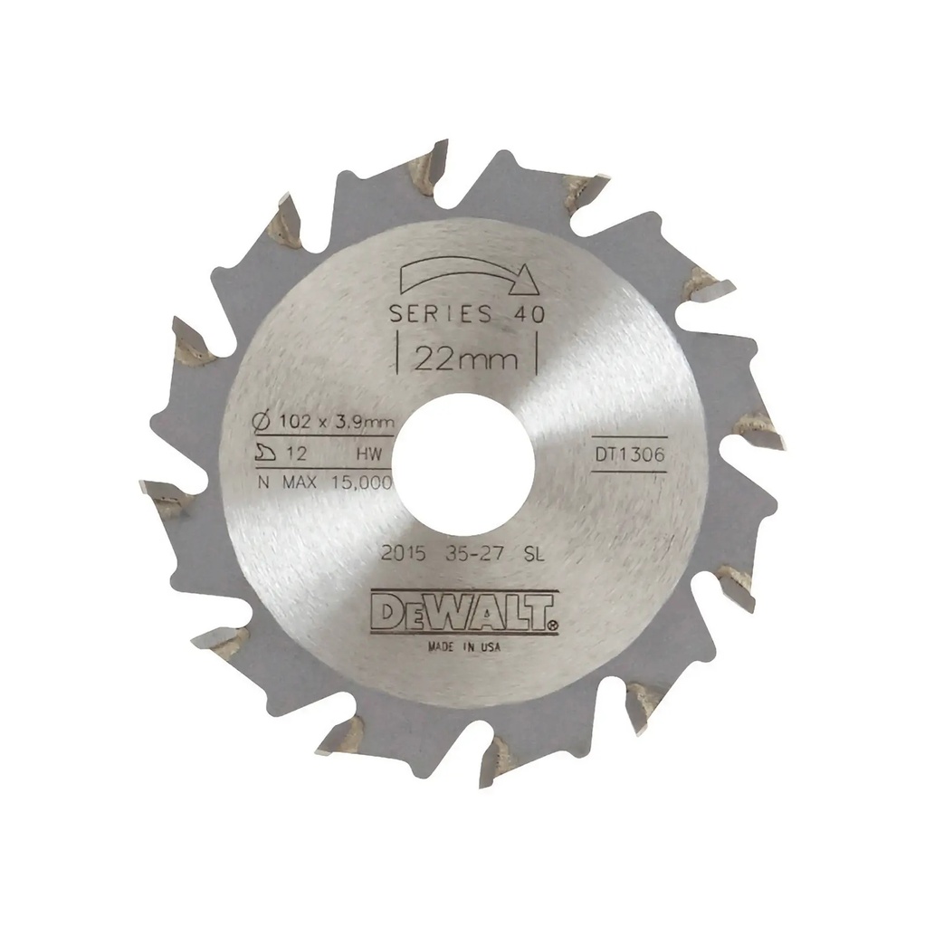 DEWALT Extreme Workshop Biscuit Joiner Circular Saw Blade, 102mm x 12mm, 22T, DT1306-QZ