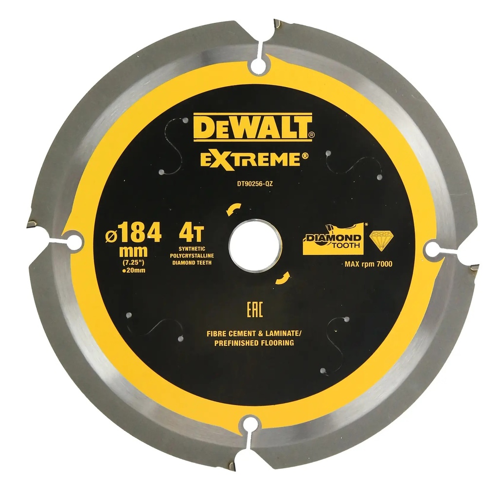 DEWALT Extreme PCD Multi Material Circular Saw Blade, 184mm x 20mm, 16mm, 4T, DT90256-QZ