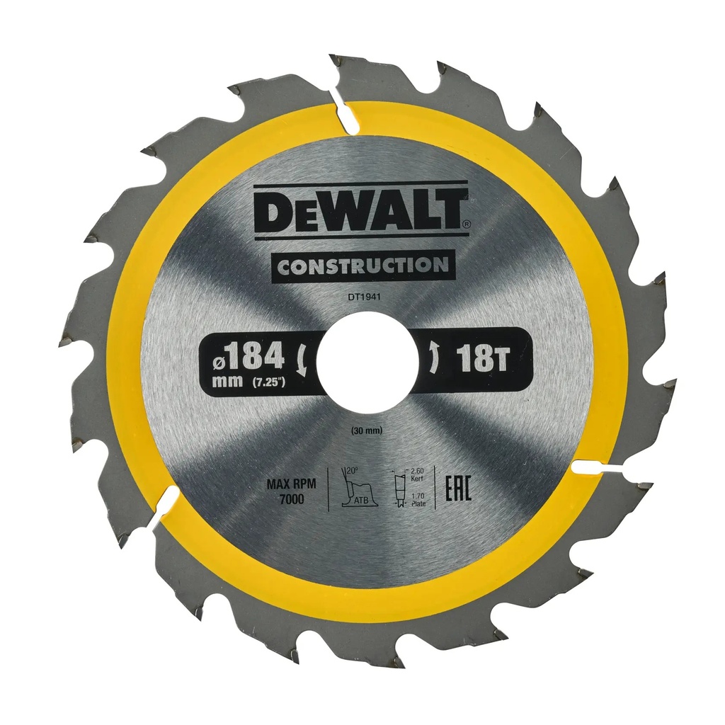 DEWALT Circular Saw Blade, 184mm x 30mm, 18T, DT1941-QZ