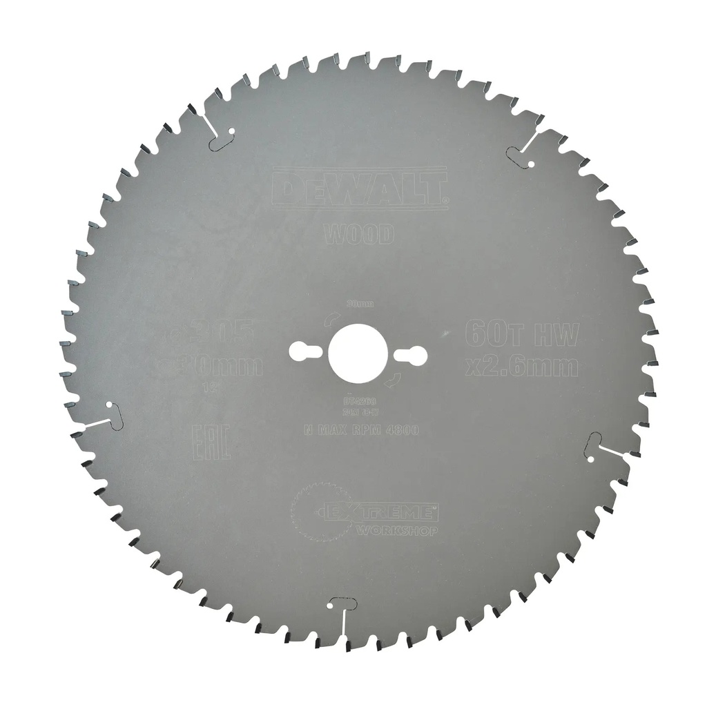 DEWALT Extreme Workshop Circular Saw Blade, Arbor Diam - 30mm, 305mm, 60T, DT4260-QZ