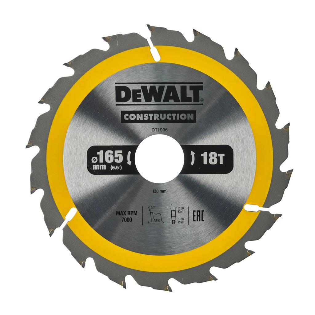 DEWALT Circular Saw Blade, 165mm x 30mm, 18T, DT1936-QZ