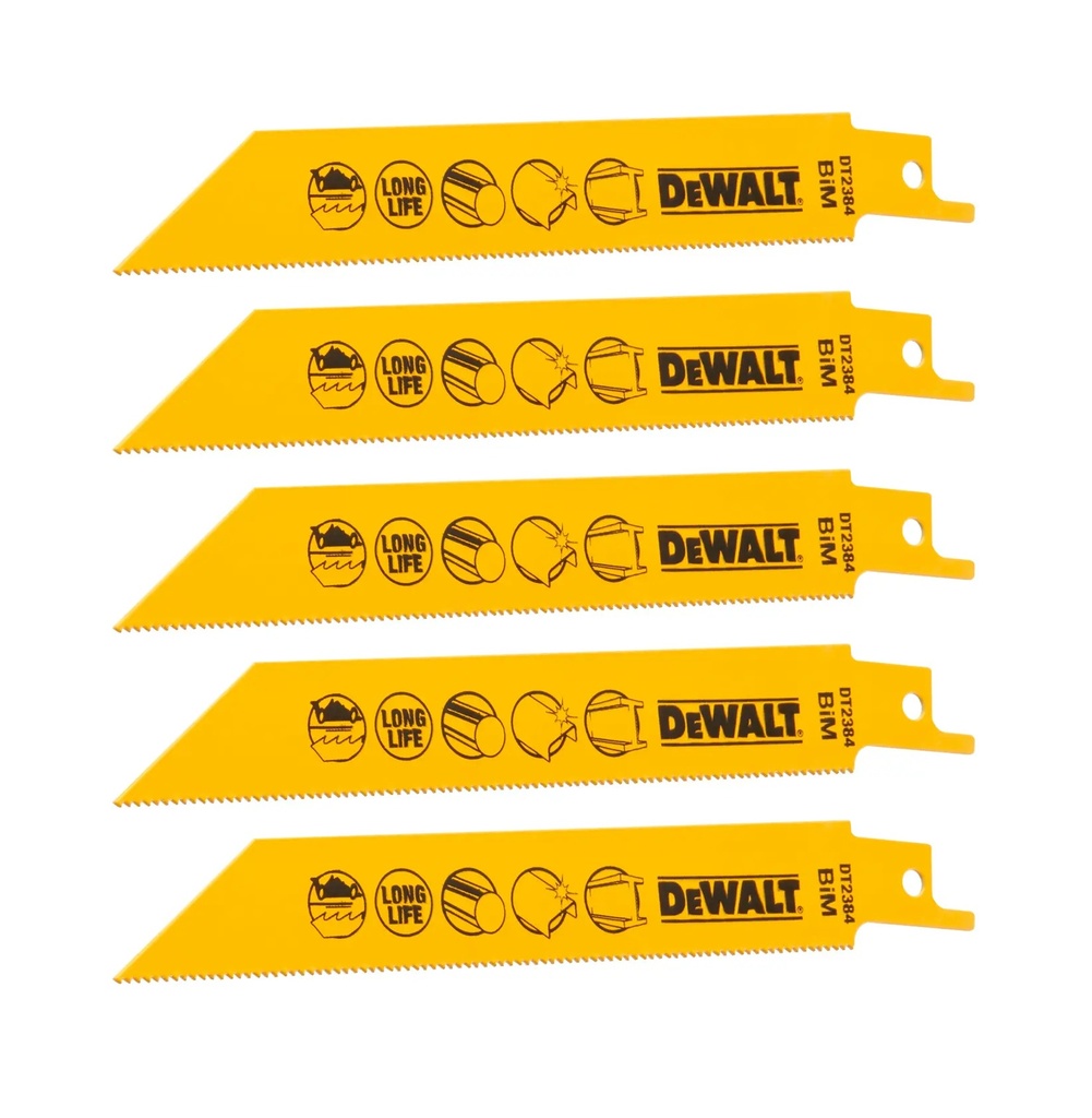 DEWALT 18 TPI (Metal) BI-Metal Reciprocating Blade, 152mm, 5 Pack, DT2384-QZ