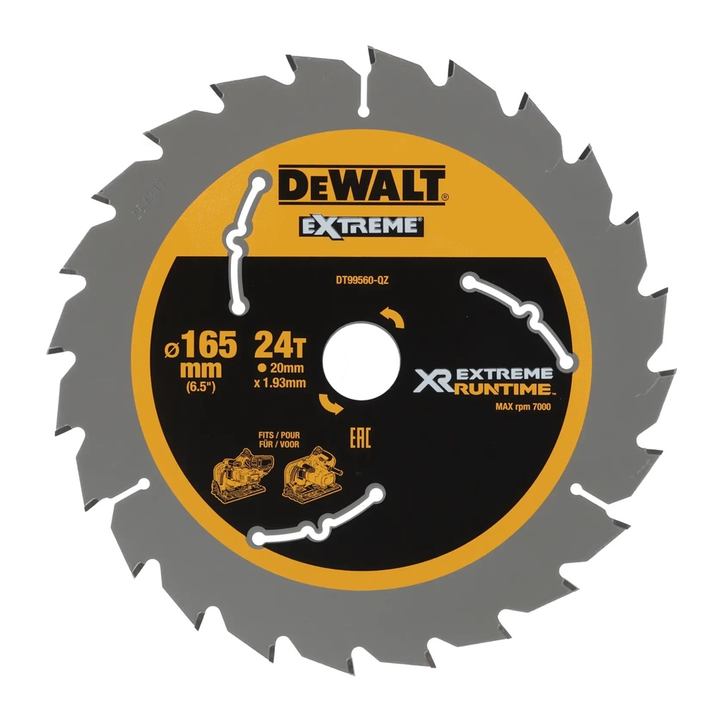 DEWALT Extreme Runtime Circular Saw Blade, 165mm x 20mm, 24T, DT99560-QZ
